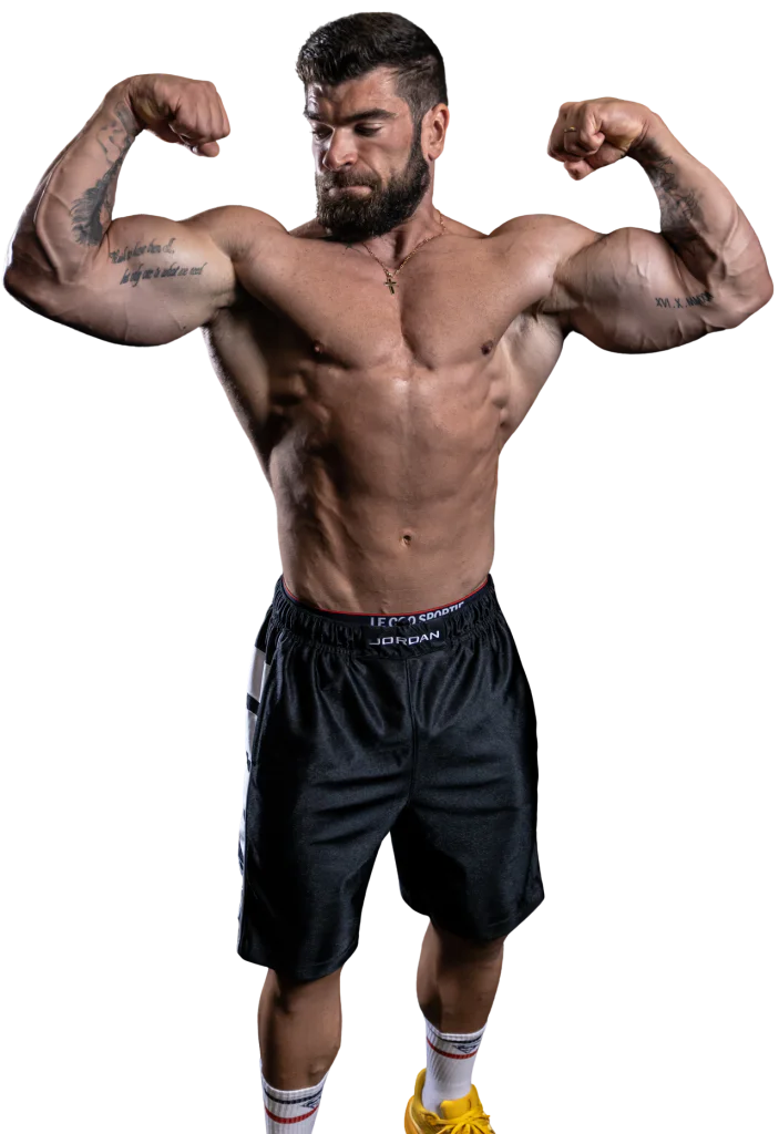 Anthony Weiss en pose de compétition bodybuilding